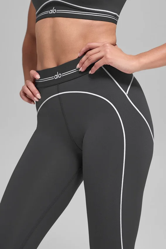 High-Waist Airbrush Heart Throb Leggings – Anthrazit/Weiß