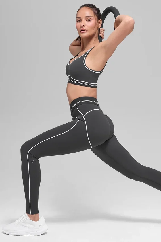 High-Waist Airbrush Heart Throb Leggings – Anthrazit/Weiß