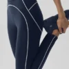 High-Waist Airbrush Legging „Heart Throb“ – Marineblau/Weiß
