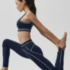 High-Waist Airbrush Legging „Heart Throb“ – Marineblau/Weiß