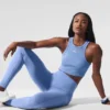High-Waist Airbrush Legging – Kristallklares Blau
