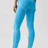 High-Waist Airbrush Legging mit Herzmotiv – Azurblau/Weiß