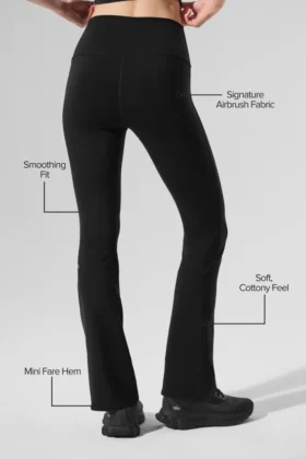 High-Waist Airbrush Leggings mit 7/8-Bootcut – Schwarz