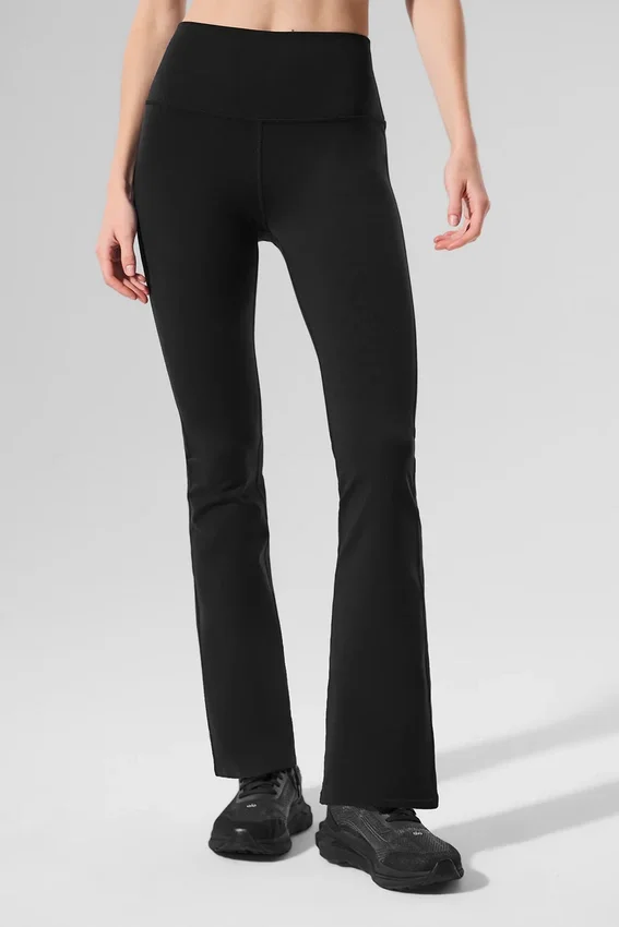 High-Waist Airbrush Leggings mit 7/8-Bootcut – Schwarz