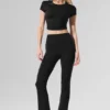 High-Waist Airbrush Leggings mit 7/8-Bootcut – Schwarz