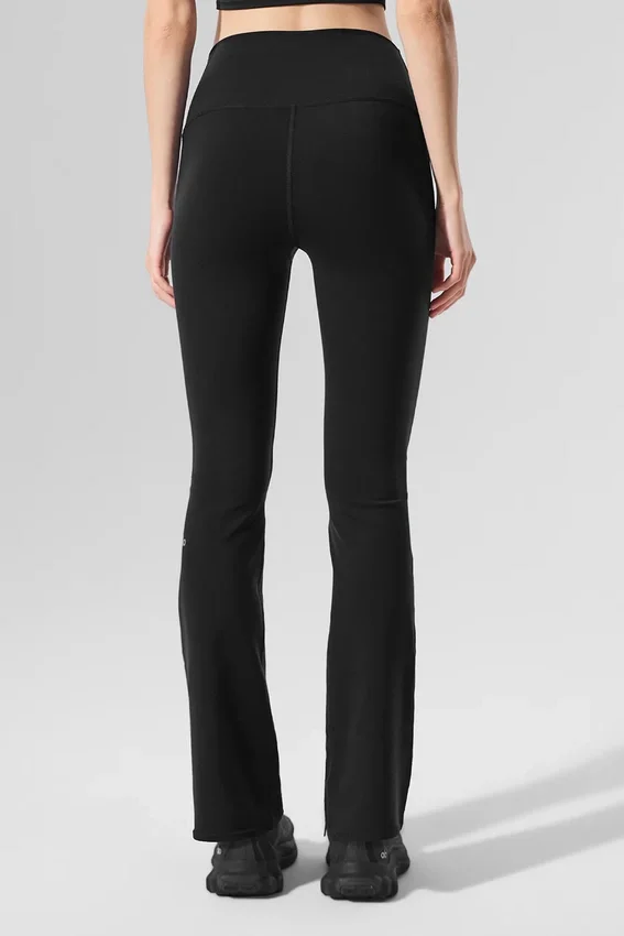 High-Waist Airbrush Leggings mit 7/8-Bootcut – Schwarz