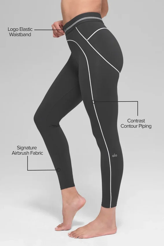 High-Waist Airbrush Leggings mit 7/8-Schnitt „Heart Throb“ – Anthrazit/Weiß