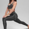 High-Waist Airbrush Leggings mit 7/8-Schnitt „Heart Throb“ – Anthrazit/Weiß