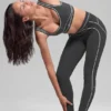 High-Waist Airbrush Leggings mit 7/8-Schnitt „Heart Throb“ – Anthrazit/Weiß