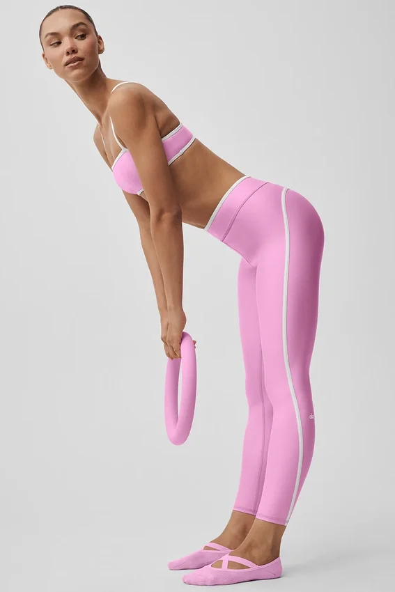 High-Waist Airlift 7/8-Leggings – Candy Heart Pink/Weiß