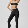 High-Waist Airlift 7/8-Leggings – Schwarz/Weiß