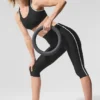 High-Waist Airlift Capri-Hose mit superglattem Kontrast – Schwarz/Weiß