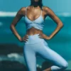 High-Waist Airlift-Capri – Seashell Blue