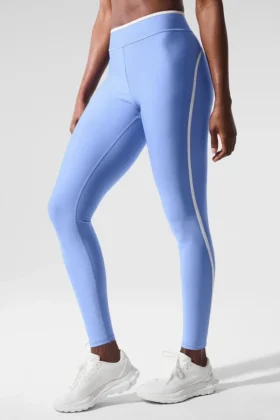 High-Waist Airlift Charger 7/8-Leggings – Kristallklares Blau/Weiß