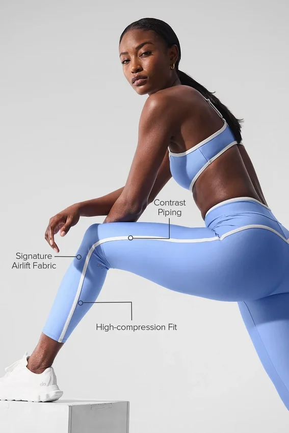 High-Waist Airlift Charger 7/8-Leggings – Kristallklares Blau/Weiß