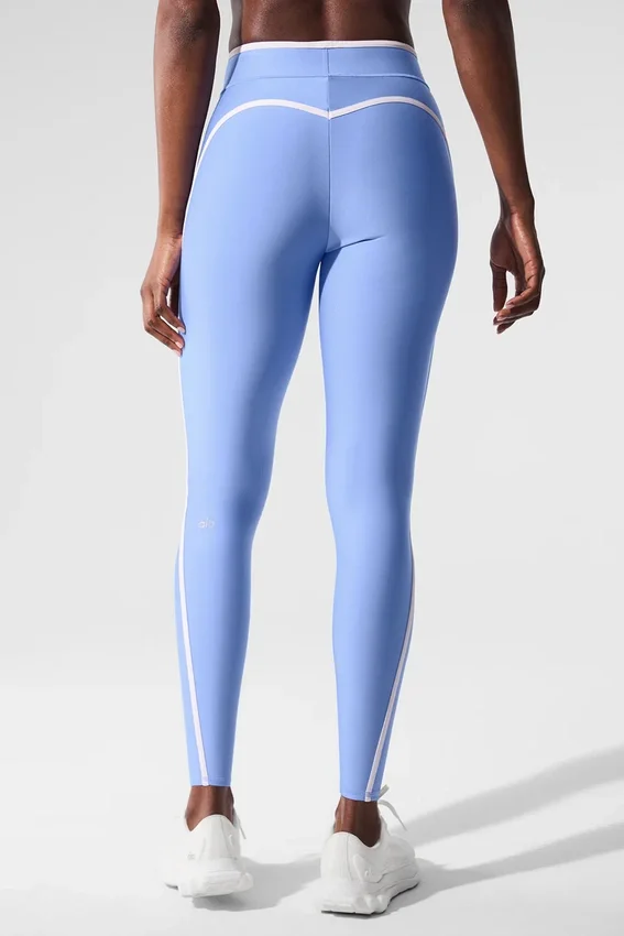 High-Waist Airlift Charger 7/8-Leggings – Kristallklares Blau/Weiß