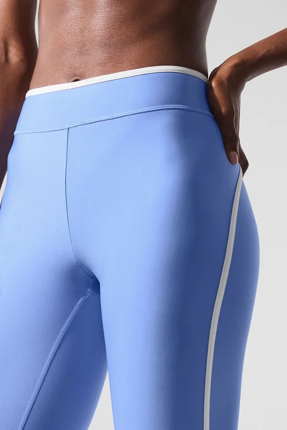 High-Waist Airlift Charger 7/8-Leggings – Kristallklares Blau/Weiß