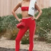 High-Waist Airlift Charger 7/8-Leggings – Leuchtend Rot/Weiß