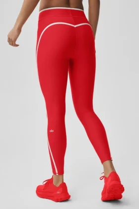 High-Waist Airlift Charger 7/8-Leggings – Leuchtend Rot/Weiß