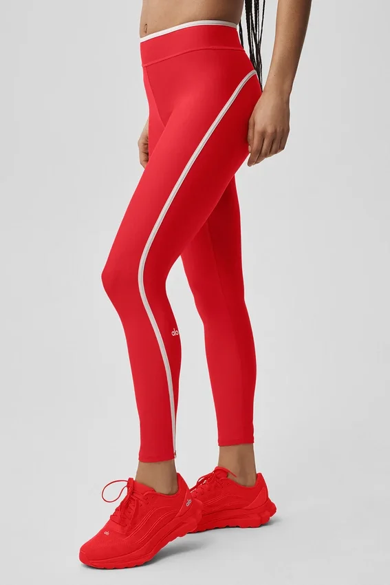 High-Waist Airlift Charger 7/8-Leggings – Leuchtend Rot/Weiß