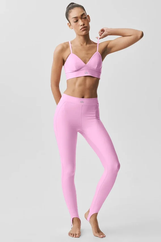 High-Waist Airlift Love Language Stirrup Leggings – Candy Heart Pink