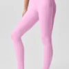 High-Waist Airlift Love Language Stirrup Leggings – Candy Heart Pink