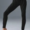 High-Waist Alosoft Legging im Sunray-Design – Schwarz/Weiß