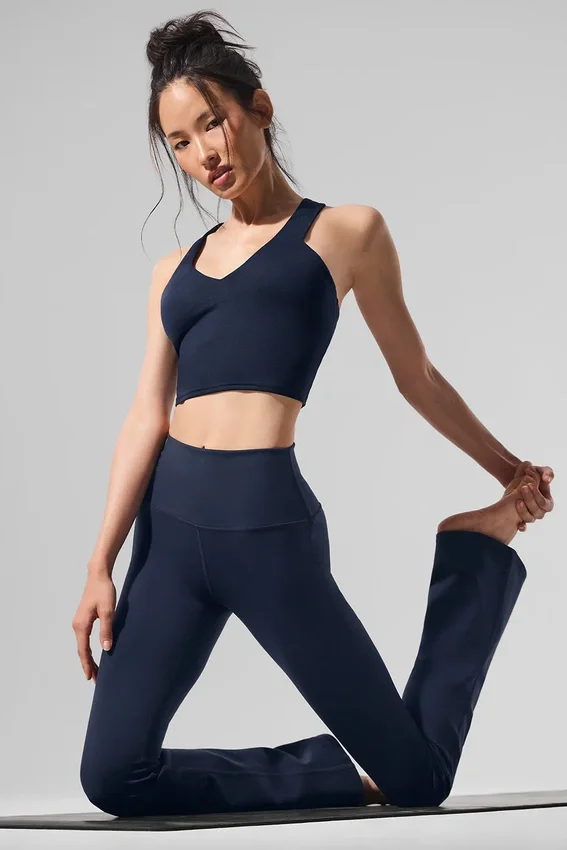High-Waist Bootcut Leggings – Navy