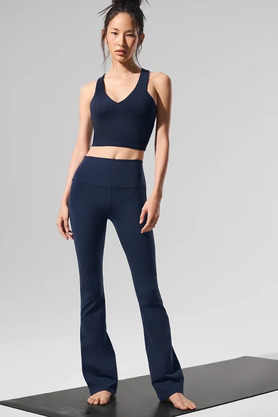High-Waist Bootcut Leggings – Navy