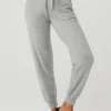 High-Waist „Cashmere Jet Set“-Hose – Taubengrau meliert