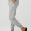 High-Waist „Cashmere Jet Set“-Hose – Taubengrau meliert