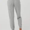 High-Waist „Cashmere Jet Set“-Hose – Taubengrau meliert