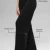 High-Waist-Hose aus Wolle und Kaschmir, weitem Bein – Schwarz
