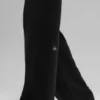 High-Waist-Hose aus Wolle und Kaschmir, weitem Bein – Schwarz