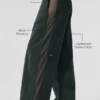 High-Waist-Jogginghose mit weitem Bein – Anthrazitgrün