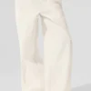 High-Waist-Jogginghose mit weitem Bein – Elfenbein