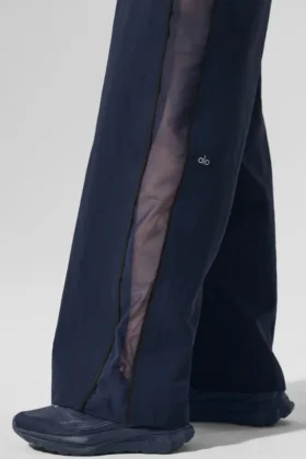 High-Waist-Jogginghose mit weitem Bein – Marineblau/Schwarz