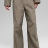High-Waist „Main Character“-Hose mit weitem Bein – Light Cocoa