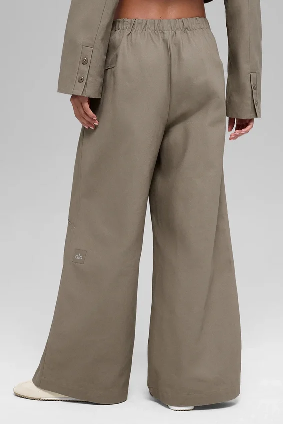 High-Waist „Main Character“-Hose mit weitem Bein – Light Cocoa