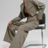 High-Waist „Main Character“-Hose mit weitem Bein – Light Cocoa