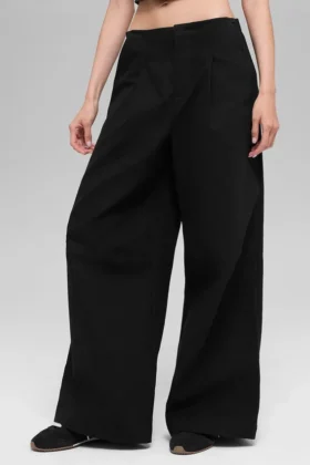 High-Waist Main Character Hose mit weitem Bein – Schwarz