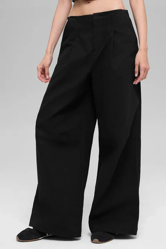 High-Waist Main Character Hose mit weitem Bein – Schwarz