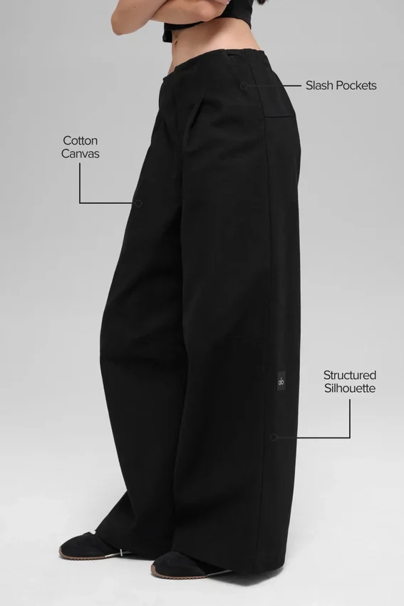 High-Waist Main Character Hose mit weitem Bein – Schwarz