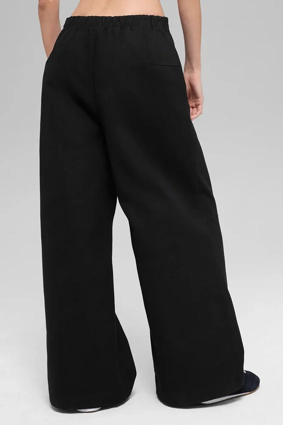 High-Waist Main Character Hose mit weitem Bein – Schwarz