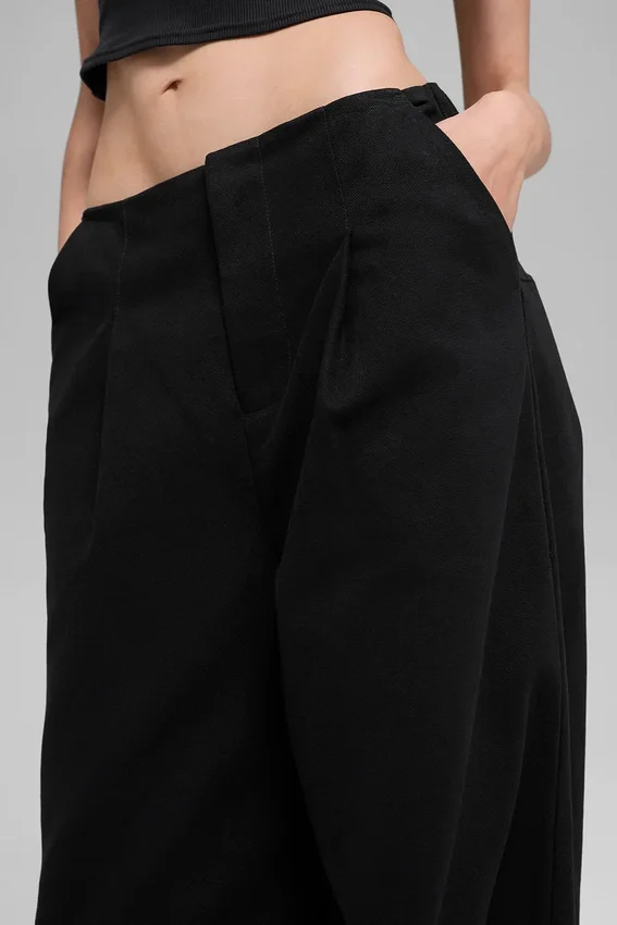 High-Waist Main Character Hose mit weitem Bein – Schwarz