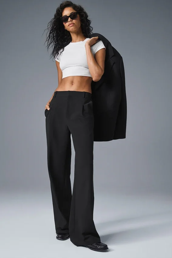 High-Waist-Pursuit-Hose (lang) – Schwarz