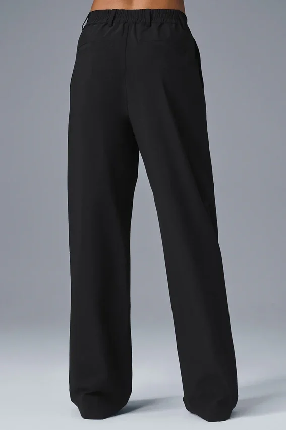 High-Waist-Pursuit-Hose (lang) – Schwarz