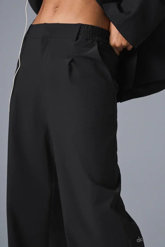 High-Waist-Pursuit-Hose (lang) – Schwarz