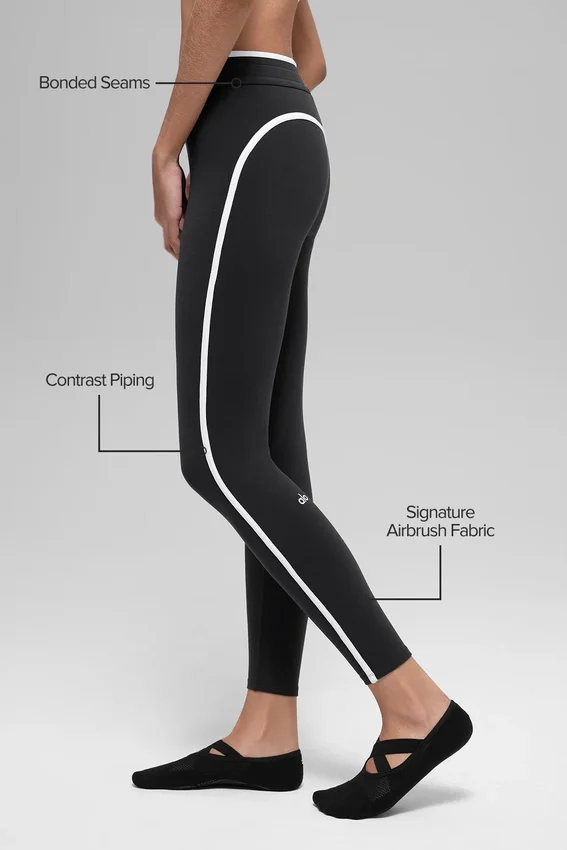 High-Waist Race Pace 7/8 Leggings – Schwarz/Weiß