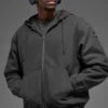 Hoodie aus Baumwoll-Canvas mit durchgehendem Reißverschluss – Anthrazit
